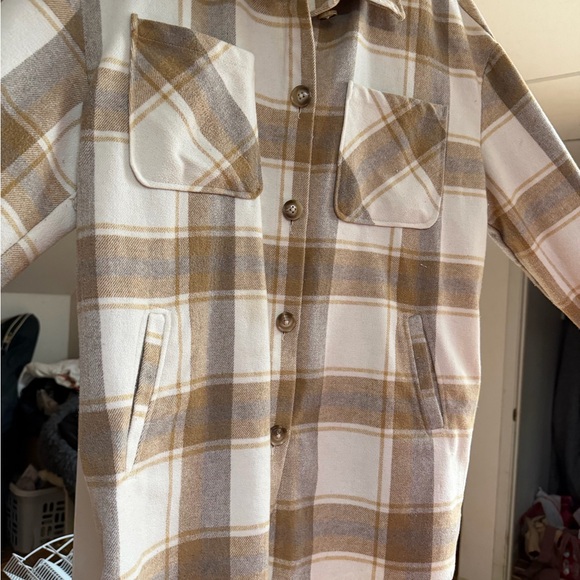 Plaid Button-Up Shacket - Picture 2 of 3